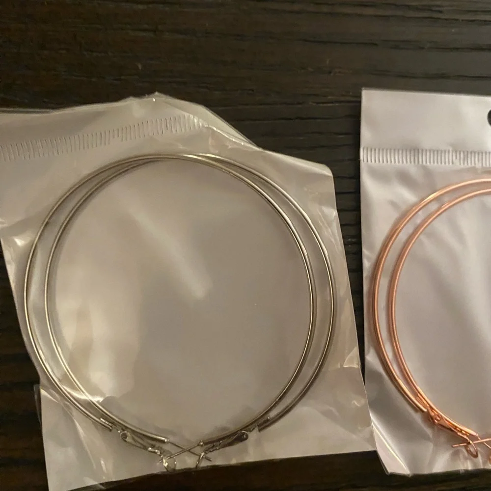 NEW silver and rose gold hoop earrings